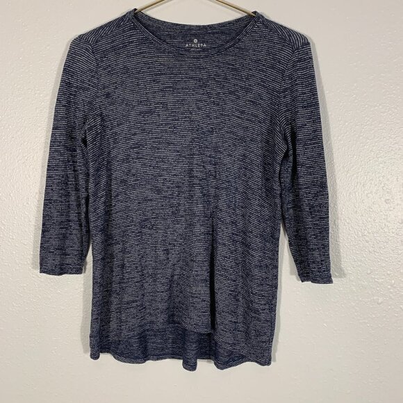 Athleta Striped Blue Athleisure High Low Top S - Picture 1 of 5